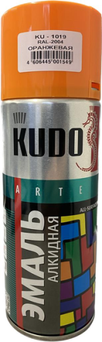 Эмаль алкидная глянцевая KUDO KU-1019 (спрей, оранжевая), Средства по уходу за кузовом - фото в магазине СарЗИП