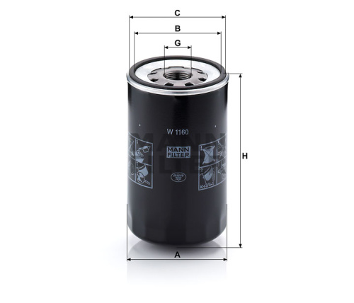 Масляный фильтр двигателя MANN-FILTER W 1160, Масляные фильтры - фото в магазине СарЗИП