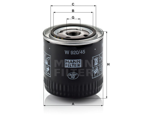 Масляный фильтр двигателя MANN-FILTER W 920/45, Масляные фильтры - фото в магазине СарЗИП