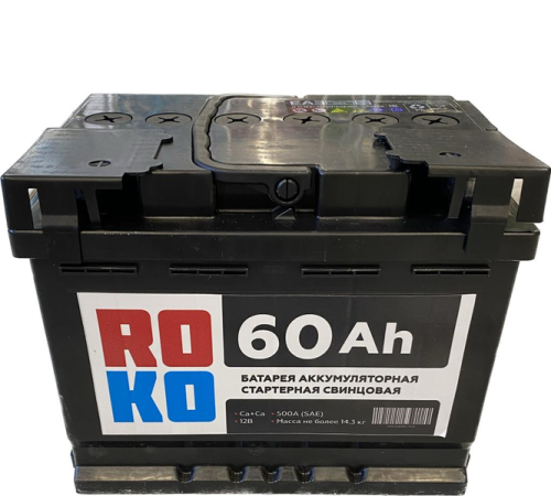 Автомобильный аккумулятор ROKO 60Ah 1(L+), 60 А·ч, Аккумуляторы - фото в магазине СарЗИП