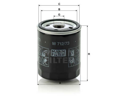 Масляный фильтр двигателя MANN-FILTER W 712/73, Масляные фильтры - фото в магазине СарЗИП