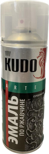 Эмаль по ржавчине молотковая KUDO KU-3001 (спрей, серебристая), Средства по уходу за кузовом - фото в магазине СарЗИП