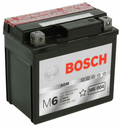 Автомобильный аккумулятор Bosch M6 004 AGM (0 092 M60 040), 4 А·ч, Аккумуляторы - фото в магазине СарЗИП