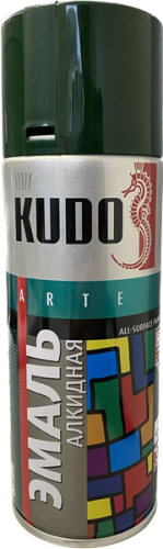 Эмаль алкидная глянцевая KUDO KU-10081 (спрей, зелёная), Средства по уходу за кузовом - фото в магазине СарЗИП