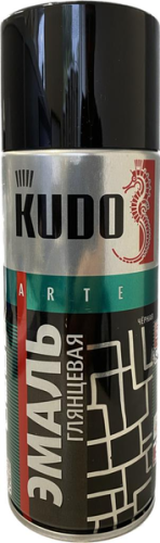 Эмаль алкидная глянцевая KUDO KU-1002 (спрей, черная), Средства по уходу за кузовом - фото в магазине СарЗИП