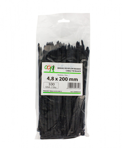 Хомут стяжка пластиковый черный COFIL 4.8-200, Стяжки - фото в магазине СарЗИП