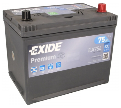 Автомобильный аккумулятор Exide Premium EA754, 75 А·ч, Аккумуляторы - фото в магазине СарЗИП