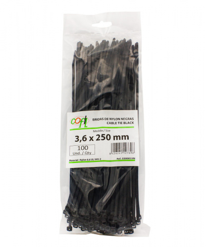 Хомут стяжка пластиковый черный COFIL 3.6-250, Стяжки - фото в магазине СарЗИП