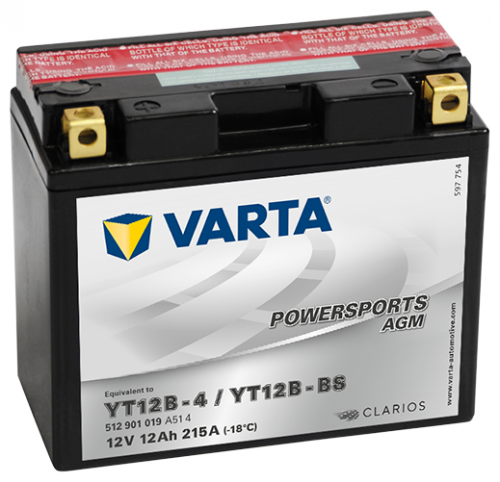 Автомобильный аккумулятор VARTA Powersports AGM (512 901 019), 12 А·ч, Аккумуляторы - фото в магазине СарЗИП