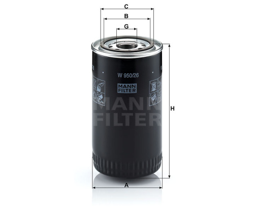 Масляный фильтр двигателя MANN-FILTER W 950/26, Масляные фильтры - фото в магазине СарЗИП