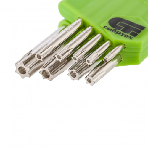 Набор ключей имбусовых Tamper-Torx , 9шт: ТT10-ТT50, закалённые, короткие, никель Сибртех 12321, Инструменты и оборудование - фото в магазине СарЗИП