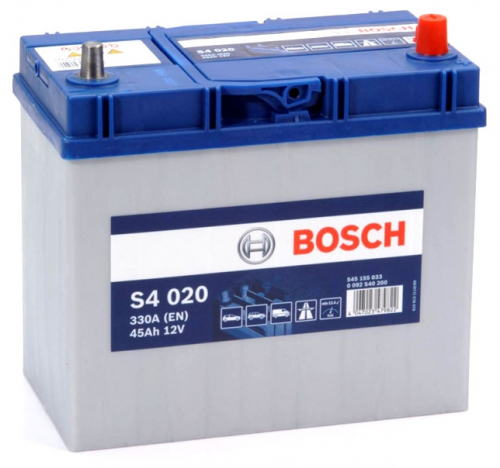 Автомобильный аккумулятор Bosch S4 020, 45 А·ч, Аккумуляторы - фото в магазине СарЗИП