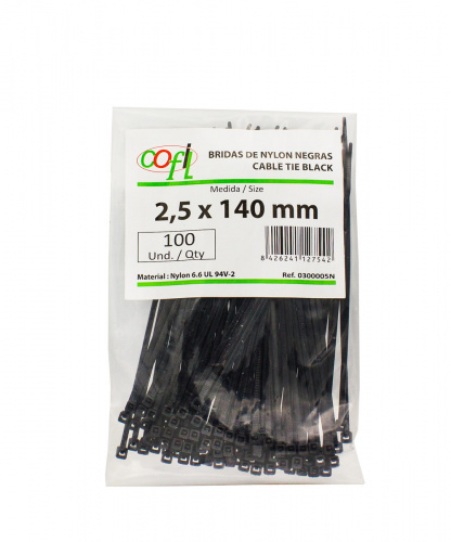 Хомут стяжка пластиковый черный COFIL 2.5-140, Стяжки - фото в магазине СарЗИП