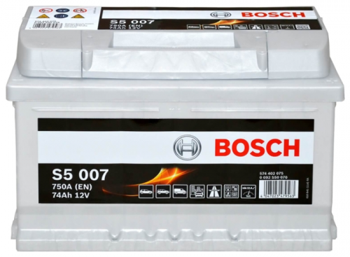 Автомобильный аккумулятор Bosch S5 007, 74 А·ч, Аккумуляторы - фото в магазине СарЗИП