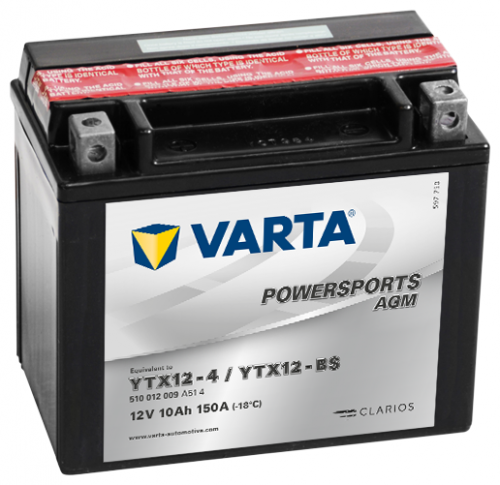 Автомобильный аккумулятор VARTA Powersports AGM (510 012 009), 10 А·ч, Аккумуляторы - фото в магазине СарЗИП